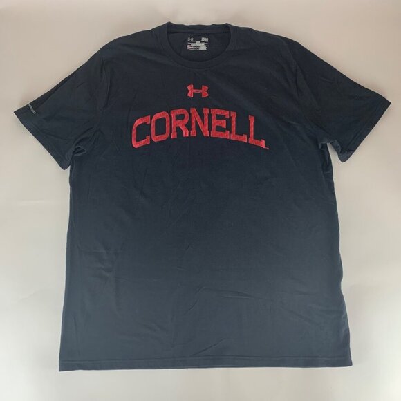 Cornell Big Red NCAA Black Under Armour Heat Gear Short Sleeve Shirt Mens Large - Picture 1 of 5